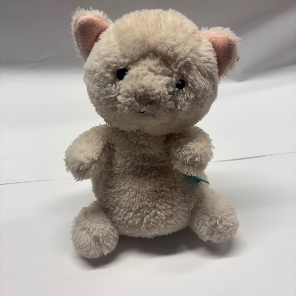 Manhattan Toy Company Cream Sherpa Plush Cat Stuffed Animal Kitten 326504